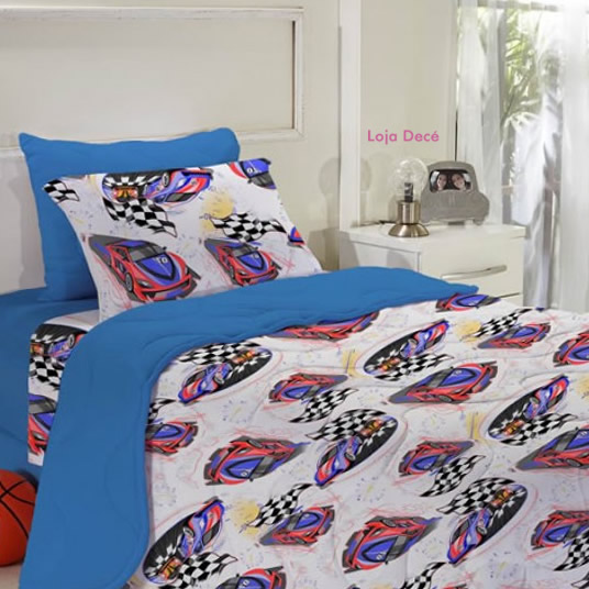 Jogo de Cama estampado - 3 pe�as e Colcha (Karsten - Skate)