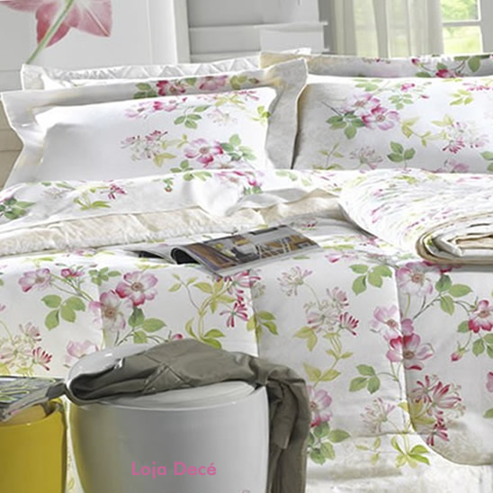 Jogo de Cama Percal estampado - 4 pe�as (Tecido - Linha Prata - Imagination Verde)